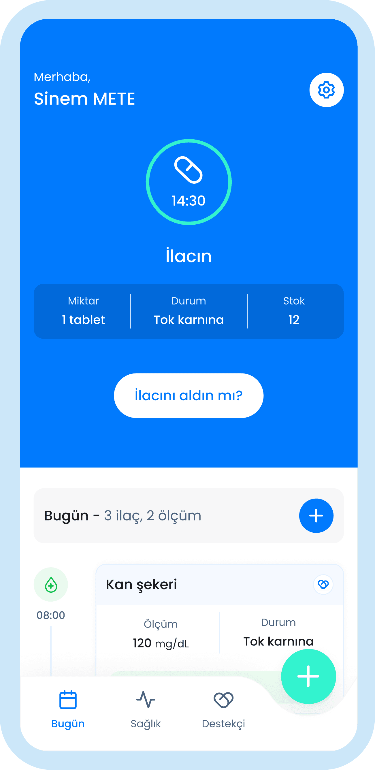 Healtance uygulamasının Turkce arayuz ekran goruntusu